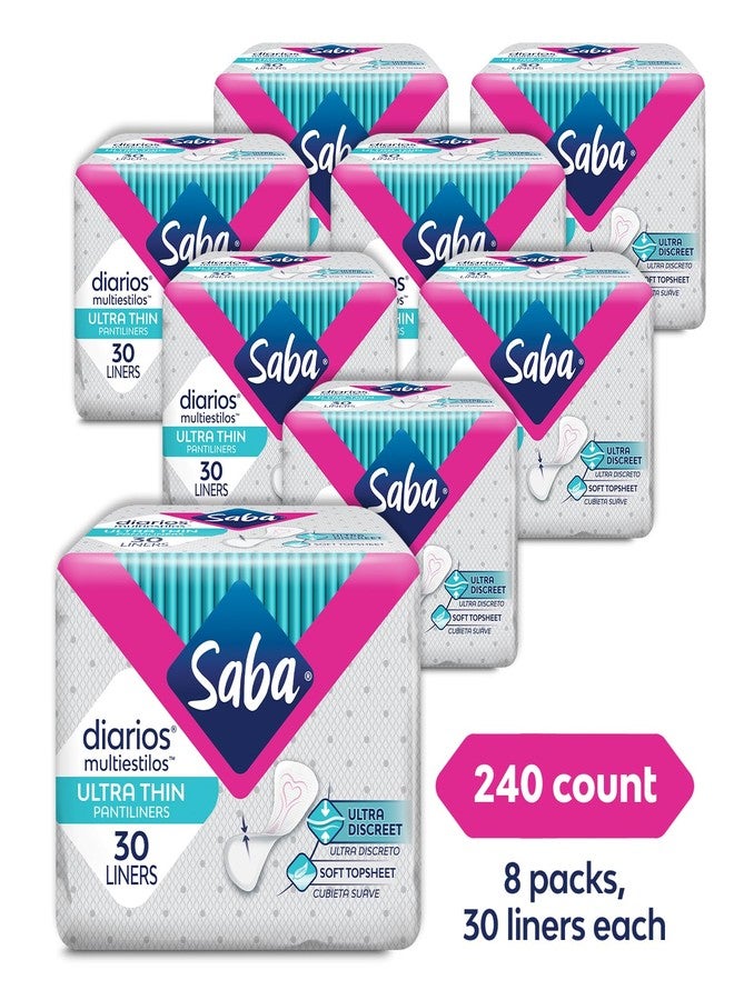 Saba Kombucha Saba Diarios Ultra Thin Multishape Pantiliners, Flexible & Versatile Panty Liners Made for All Bodies and All Underwear Styles, 240 Count (8 Packs of 30) - Image 2